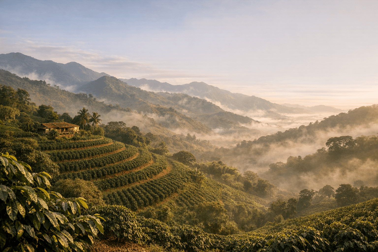 Panorámica de la finca cafetera Nukua