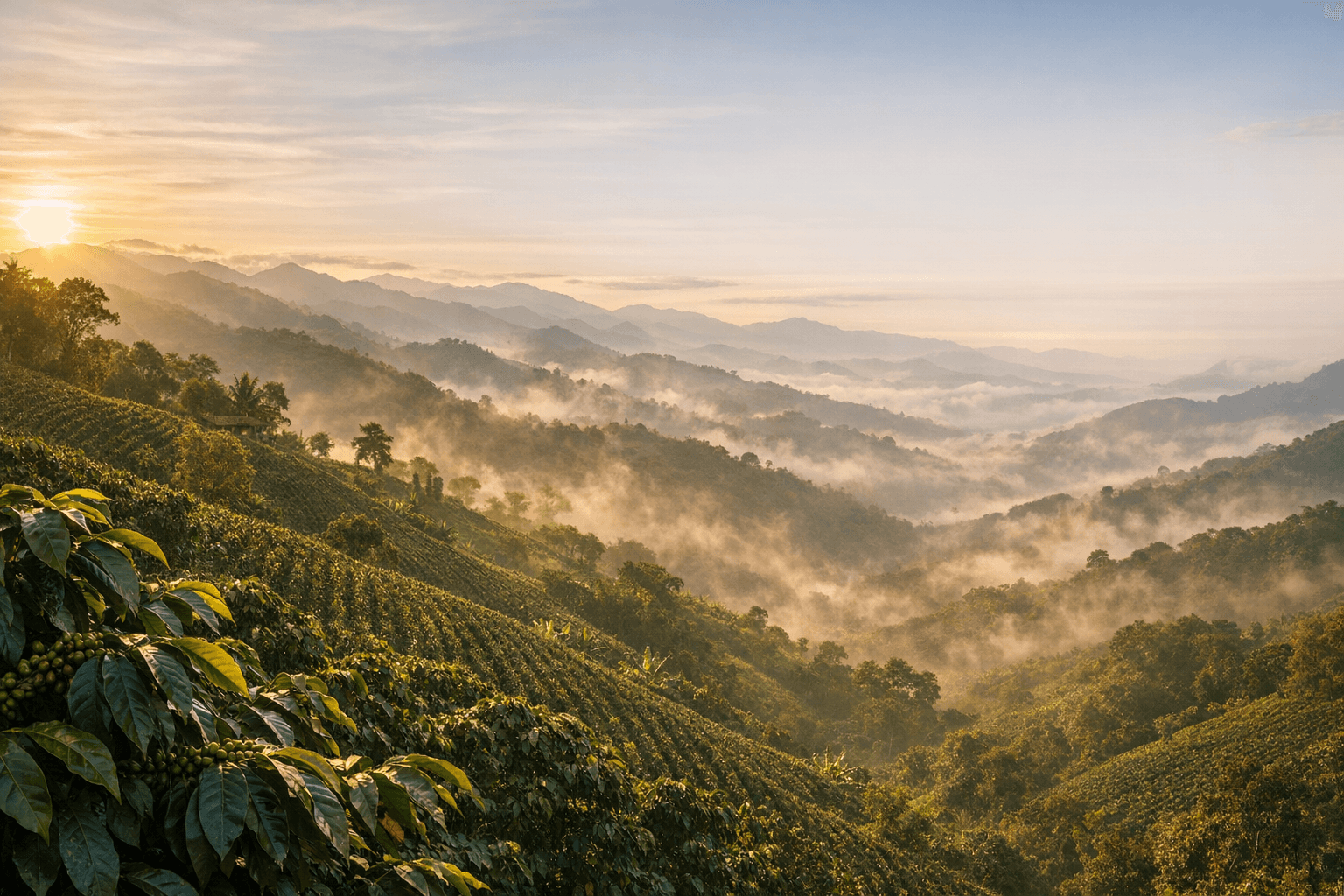 Paisaje cafetero de origen en Risaralda